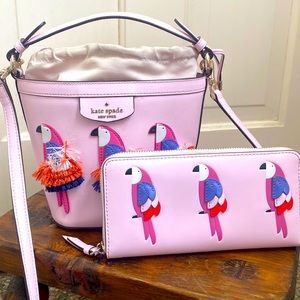 Kate spade parrot purse and wallet